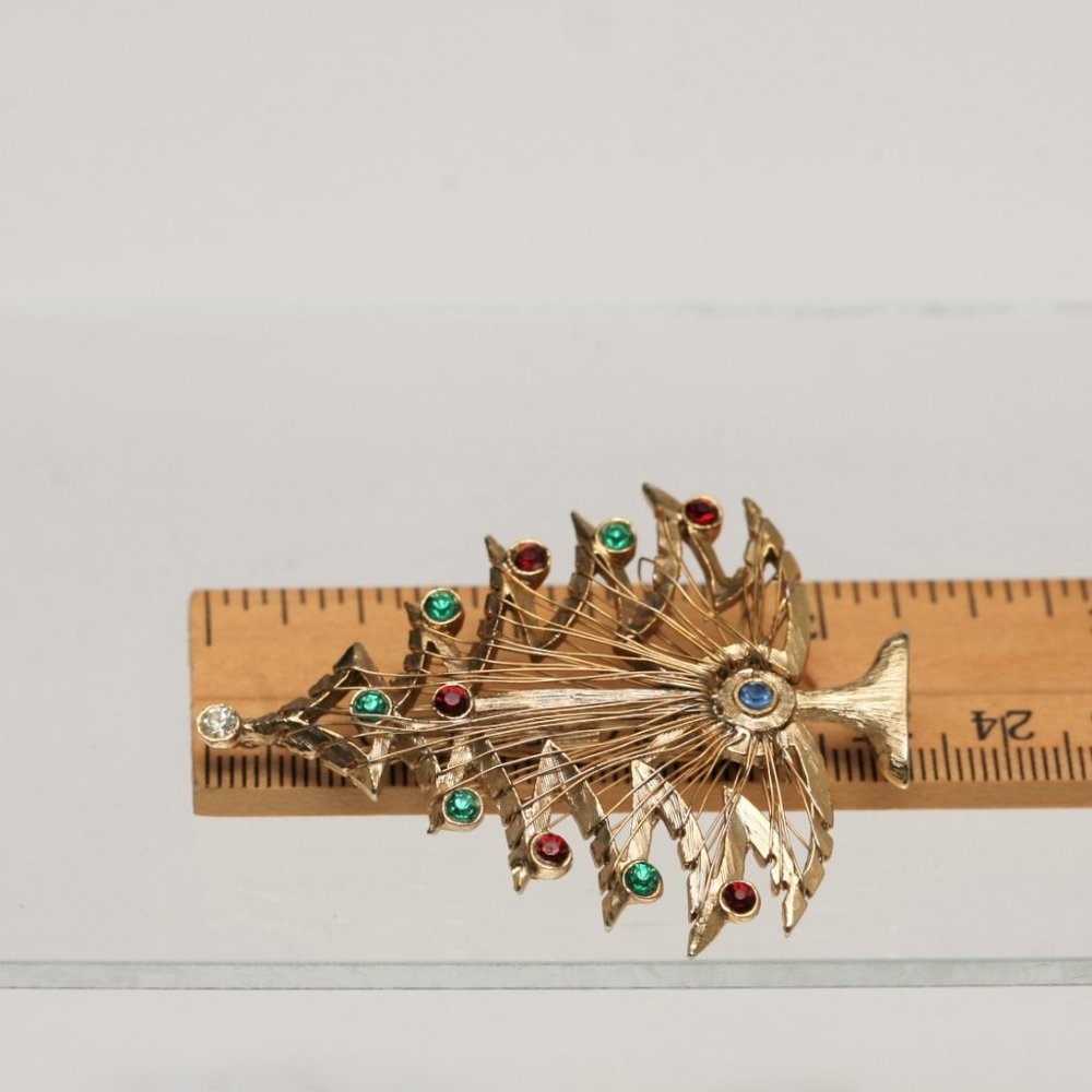Vintage Christmas Tree Brooch Collectors Signed LJM Excellent Condition